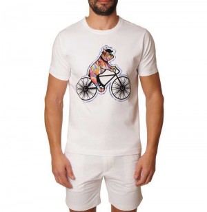Robert Graham Bark And Bike T-shirt Sötétkék | 327GVMFEQ
