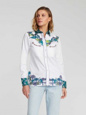 Robert Graham Kacey Shirt Fehér | 035PYJVQE