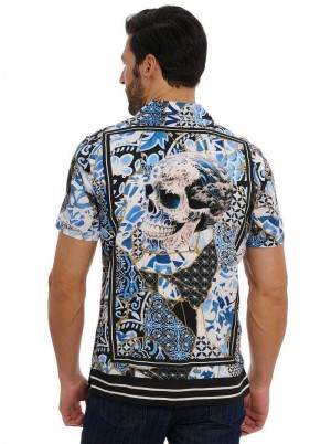 Robert Graham Kintsugi Short Sleeve Button Down Shirt Kék | 165LDEWAY