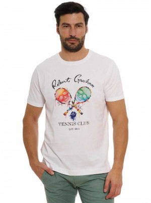 Robert Graham Rg Tennis Club T-shirt Fehér | 563OCENAQ