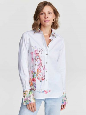 Robert Graham Rosé Bouquet Shirt Fehér | 674TLNXDQ