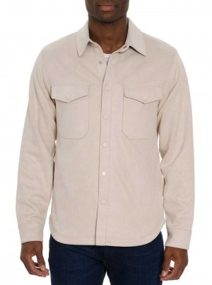 Robert Graham Suede Shirt Jacket Stone | 041HKNMAR